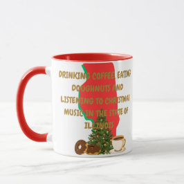 Koffie, Donuts en Kerstmuziek in Illinois Mok