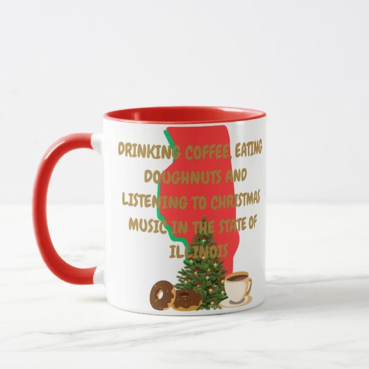 Koffie, Donuts en Kerstmuziek in Illinois Mok (Links)