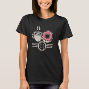 Koffie Donuts Gym Retro Powerlifting Gewichtheffen T-shirt