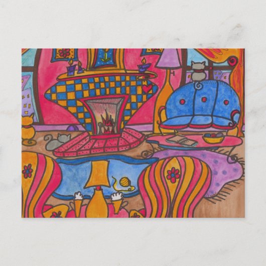 Koffie door brand briefkaart (Voorkant)