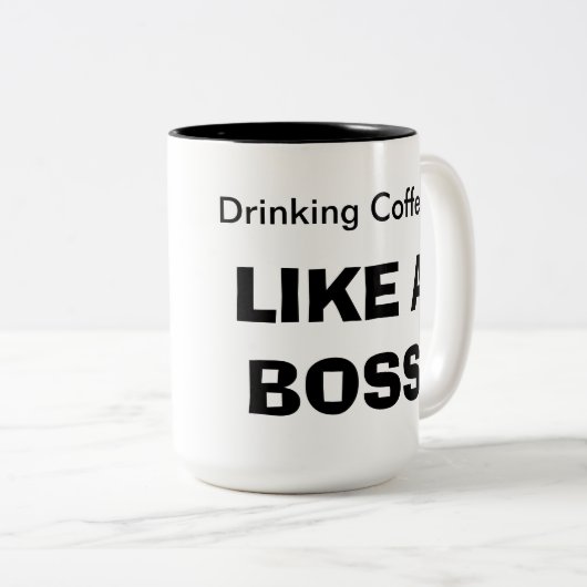 Koffie drink ALS EEN BOSS Tweekleurige Koffiemok (Voorkant rechts)