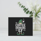 Koffie Drink Elf Familie die Kerstmis aanpast Feestdagenkaart (Staand voorkant)