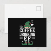 Koffie Drink Elf Familie die Kerstmis aanpast Feestdagenkaart (Voorkant / Achterkant)
