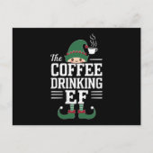 Koffie Drink Elf Familie die Kerstmis aanpast Feestdagenkaart (Voorkant)