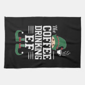 Koffie Drink Elf Familie die Kerstmis aanpast Theedoek (Horizontaal)