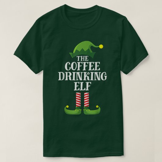 Koffie Drink Elf Matching Family Group Christma T-shirt (Design voorkant)