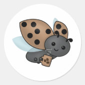 Koffie Drink Klassieke ronde Sticker Ladybug (Voorkant)