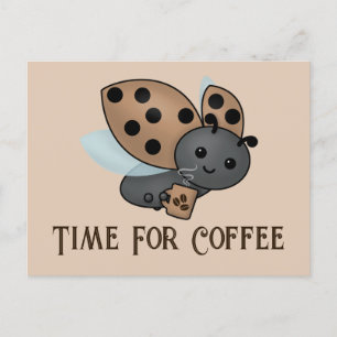 Koffie Drink Ladybug-Briefkaart Briefkaart