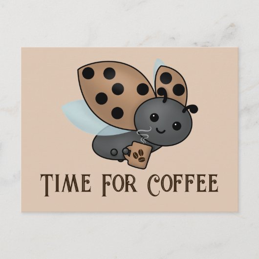 Koffie Drink Ladybug-Briefkaart Briefkaart (Voorkant)