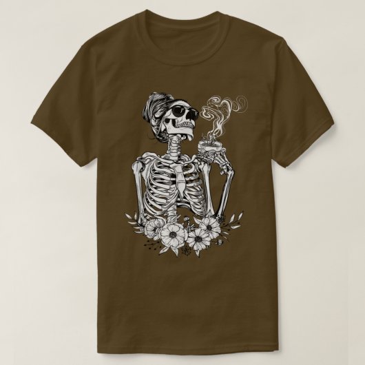 Koffie Drink Skeleton Lazy DIY Halloween Costum T-shirt (Design voorkant)