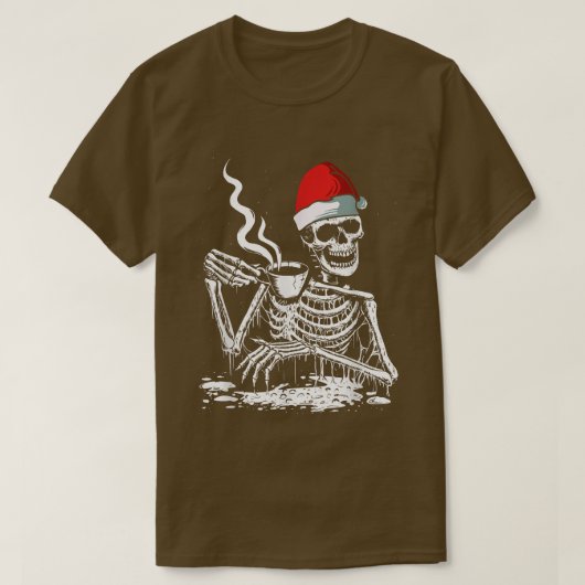 Koffie Drink Skeleton Santa Kerstmis XMa T-shirt (Design voorkant)
