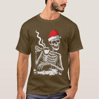 Koffie Drink Skeleton Santa Kerstmis XMa T-shirt