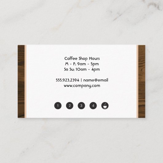 Koffie Drink Top Uitzicht | houtafwerking | Punch  Klantenkaartje (Achterkant)