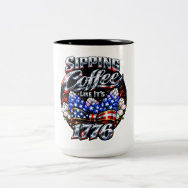 Koffie drinken alsof het 1776 is Bluebonnet Tweekleurige Koffiemok