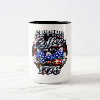 Koffie drinken alsof het 1776 is Bluebonnet Tweekleurige Koffiemok