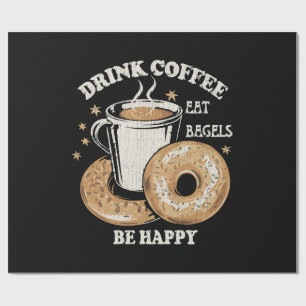 Koffie drinken Bagels eten Wees gelukkig Cadeaupapier