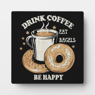 Koffie drinken Bagels eten Wees gelukkig Fotoplaat