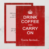 Koffie Drinken en doorgaan, kalm parodie houden Kaart (Voorkant / Achterkant)