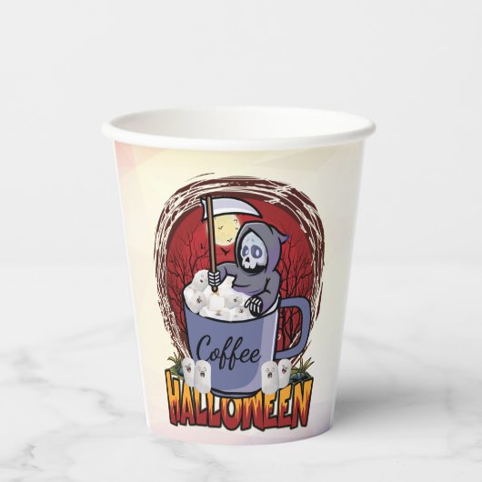 Koffie Drinken en eng zijn Papieren Bekers (Voorkant)