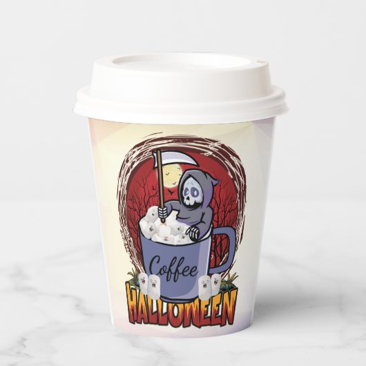 Koffie Drinken en eng zijn Papieren Bekers (Voorkant)