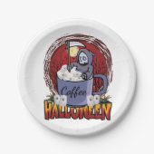 Koffie Drinken en eng zijn Papieren Bordje (Voorkant)