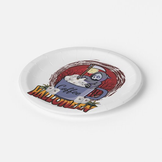 Koffie Drinken en eng zijn Papieren Bordje (Gekanteld)