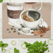 Koffie-Drinken Vignette zwart, speciaal Theedoek (Gevouwen)