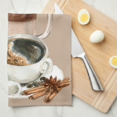 Koffie-Drinken Vignette zwart, speciaal Theedoek (Quarter Fold)