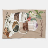 Koffie-Drinken Vignette zwart, speciaal Theedoek (Horizontaal)