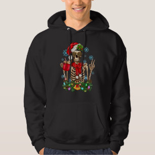 Koffie drinkend skelet Kerst schedel kerstman hoed Hoodie