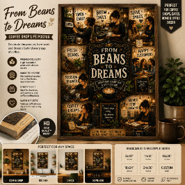 Koffie Dromen Vintage Poster