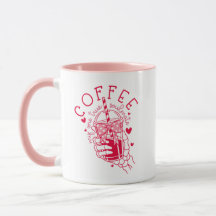 Koffie Echte Zielsverwant Rode Roze Harten Skelet