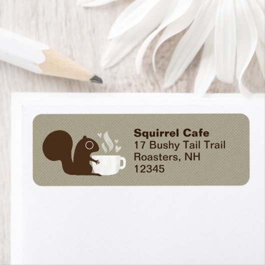 Koffie-eekhoorntjesadreslabels Etiket (Insitu)
