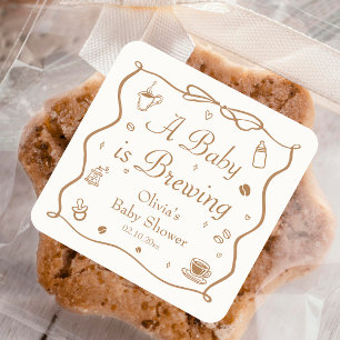 Koffie Een Baby Brouwt Baby Shower Vierkante Sticker