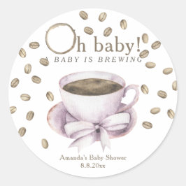 Koffie Een baby brouwt Meisje Baby shower Ronde Sticker