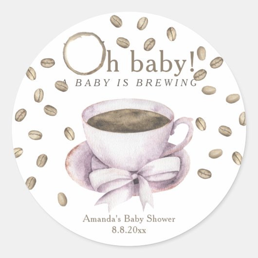 Koffie Een baby brouwt Meisje Baby shower Ronde Sticker (Voorkant)