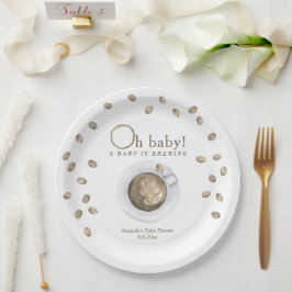 Koffie Een baby is aan het brouwen Baby shower Papieren Bordje
