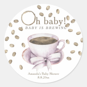 Koffie Een baby is aan het brouwen Meisje Baby sho Ronde Sticker