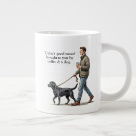 Koffie & een Black Lab beginnen de dag goed Grote Koffiekop
