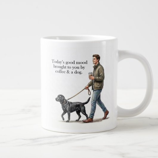 Koffie & een Black Lab beginnen de dag goed Grote Koffiekop (Rechts)