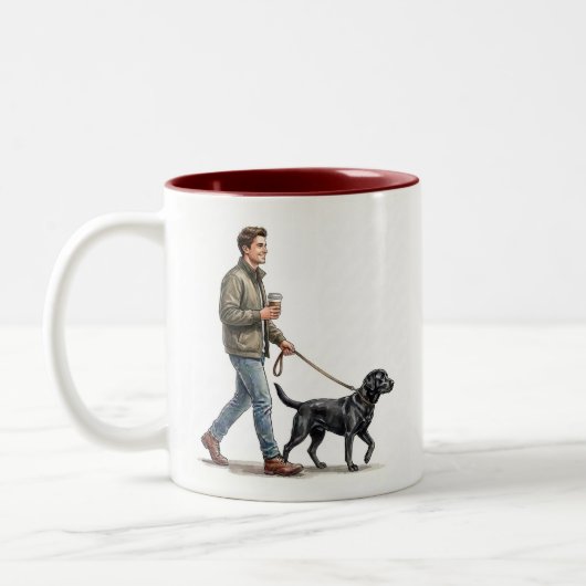 Koffie & een Black Lab maken vandaag beter Tweekleurige Koffiemok (Links)