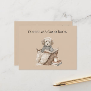 Koffie & Een Goed Boek Hondenmand Briefkaart