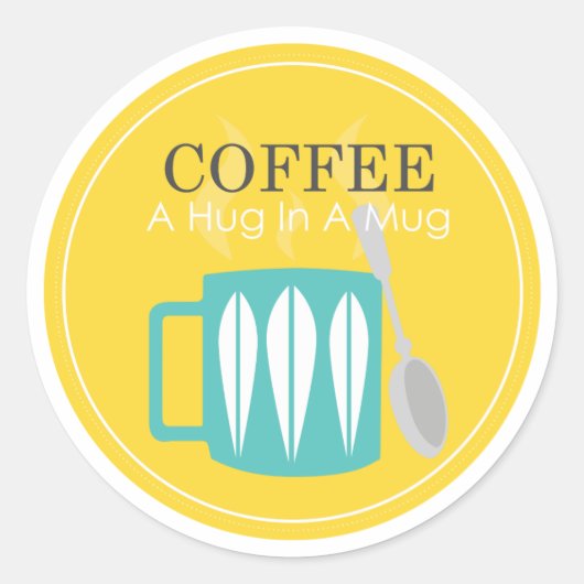 Koffie - een Hug in een Mok Ronde Sticker (Voorkant)