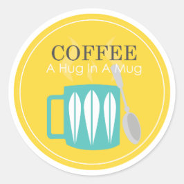 Koffie - een Hug in een Mok Ronde Sticker