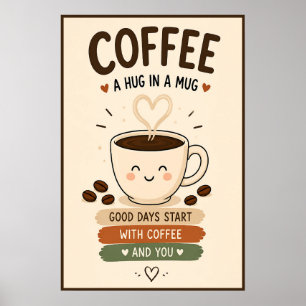 Koffie Een Knuffel In Een Mok 16x24 Poster