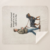 Koffie & een Rottweiler Gezellige Dag Sherpa Deken (Voorkant (horizontaal))