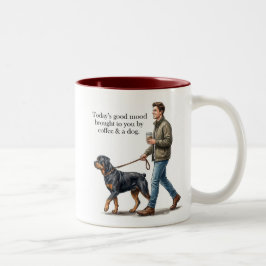 Koffie & een Rottweiler maken vandaag beter Tweekleurige Koffiemok