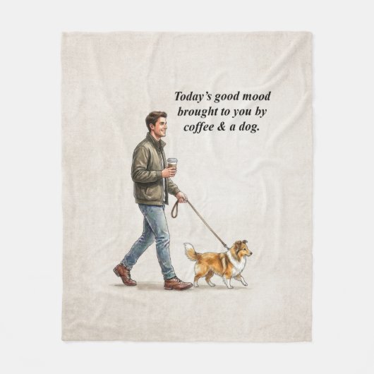 Koffie & een Sable Sheltie maken deze dag beter Fleece Deken (Voorkant)