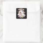 Koffie eenhoorn maakt magie vierkante sticker (Tas)