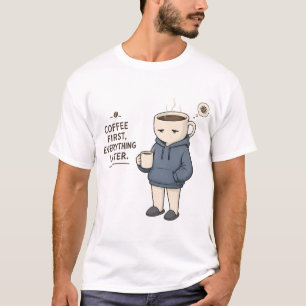 Koffie eerst alles later Grappige koffieliefhebber T-shirt